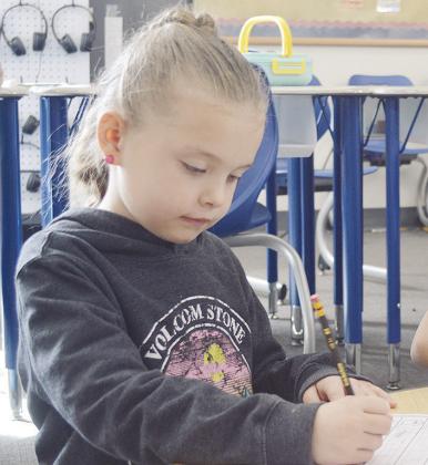 Nance Elementary School students work on writing skills in class