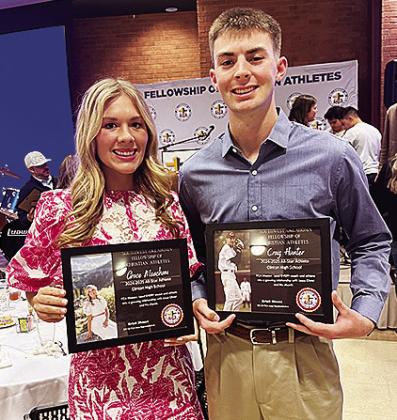 Clinton’s Grace Meacham, left, and Craig Hunter were recently recognized as FCA All-Stars. CDN | Courtesy Photo