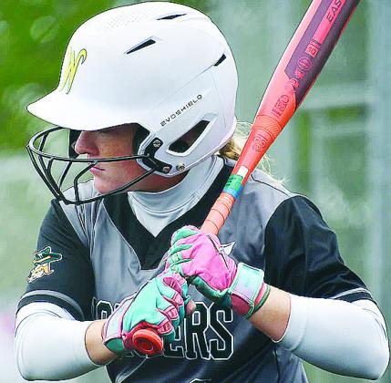 Jaycee South tenses up during an at bat for Western Oklahoma State College. CDN | Courtesy photo