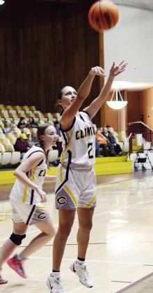 Clinton’s Paisley Ruyle shoots a jump shot during warm-ups prior to the eighth-grade girls’ game against Bethany in the Tornado Dome. CDN | Sam Goodwyn