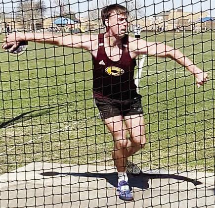 Ethan Lofland prepares to launch the discus during Clinton’s first meet of the season Thursday in Edmond North. CDN | Courtesy photo