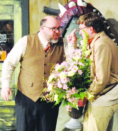 Mr. Mushnik (Christopher Curtis) berates Seymour (Wesley Javorsky) during “Little Shop of Horrors” at the Southwest Playhouse. CDN | Staff Photo