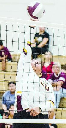 Clinton’s Aracelie Chavez hits the ball over the net during the Lady Reds’ road game against Weatherford. CDN | Sam Goodwyn