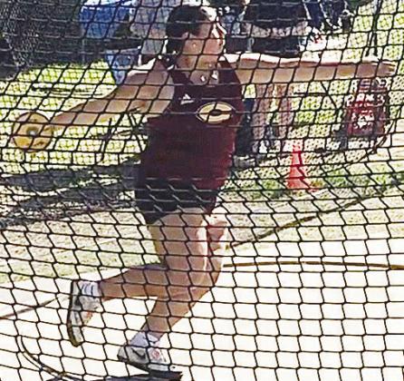 Clinton’s Marley Gamboa hurls the discus during the Class 4A Regional Track and Field Meet over the weekend in Chisholm. CDN | Courtesy Photo