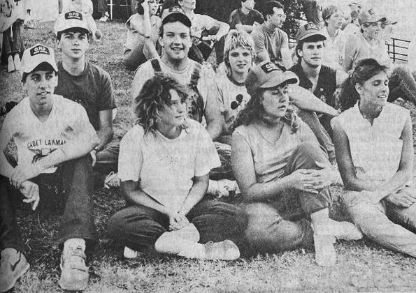 40 YEARS AGO Cadet Lawmen from Arapaho and Clinton who participated in Cadet Lawman Academy at Burns Flat enjoyed a volleyball game between the academy staff and the Orange platoon. The contingent consisted of, front row, from left, Craig Crawford, Rhonda