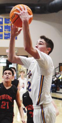 Arapaho-Butler sophomore guard Brett Griffith was one of three Indians to reach double figures in the area championship win over Cyril Friday. CDN | Collin Wieder