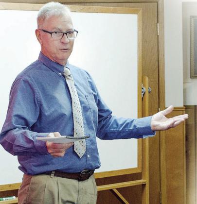 Pastor Russell Schmidt speaks at Living Water Community Church. The church will celebrate 75 years of operation this Sunday. CDN | Courtesy photo