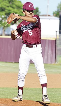 Clinton’s Jesus Gutierrez prepares to pitch against Arapaho-Butler. CDN | Sam Goodwyn