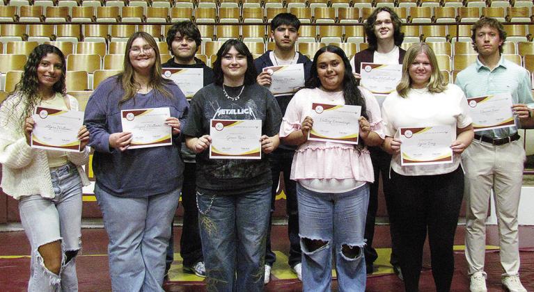 Seniors honored for being top 10% in their class include, front, from left, Alyvia Williams, Abigail Williams, Grace Rivas, Vallery Desantiago and Lyssa Day; back Rogelio Soto, Mason McAtee, Jackson McCullough and Vincent Jones.