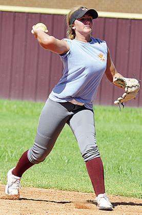 Laney Anderson aims the ball before throwing it during practice. CDN | Sam Goodwyn