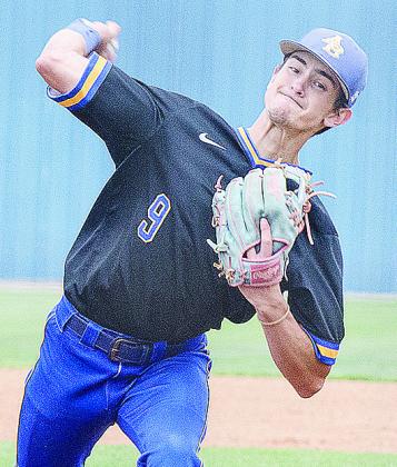 Arapaho-Butler’s Kaden Waldrop pitches during the Indians’ first game of the regional tournament in the spring. CDN | Sam Goodwyn