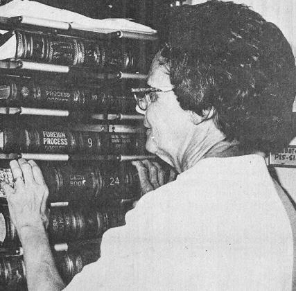 40 YEARS AGO Court clerk Irene Pruitt keeps track of county records back to the day when Custer was know as G County.