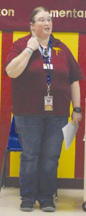 Clinton Public Schools Band Director Ashley House introduces herself to the newest students of the band program at Washington Elementary. CDN | Micah Ashcraft