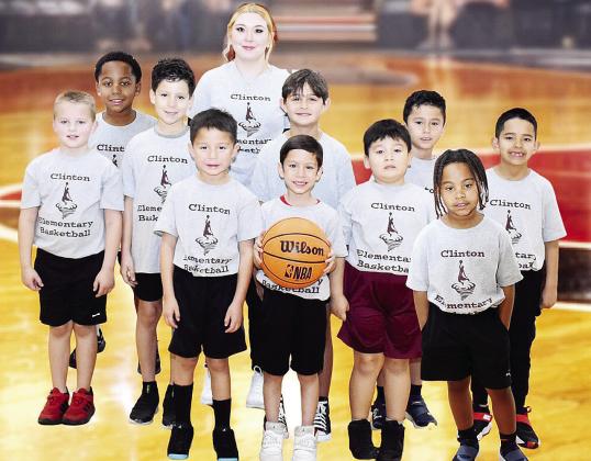 The Clinton Elementary Boys’ Gray basketball team smiles for its team photo. Pictured, from left, in front are Courage Fletcher-Whiteman, Thiago Coutino, Jesus Martinez and Lejend James; middle, Brodie Gibson, Gianlucca Coutino, Kayden Ashcraft, Giancar