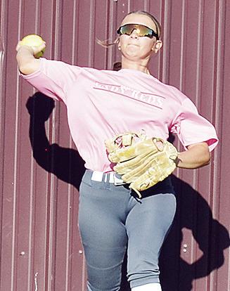 Clinton’s Hadley Meget throws the ball in from the outfield during the Lady Reds’ home game Thursday against Bethany. CDN | Sam Goodwyn