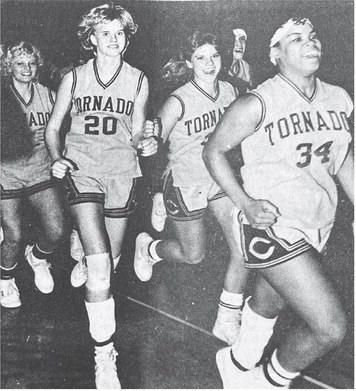 40 YEARS AGO All smiles, the Clinton girls headed for their dressing room after breaking their victory drought with a win over Oklahoma City McGuinness. From left, were Judith Kirkpatrick, Shawn Hill, Marsha McKinsey and Deanna Jefferson.