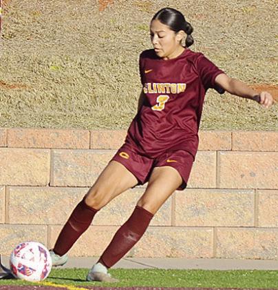 No. 3 Alyson Lopez performs a corner kick during Clinton’s home win over PC West. CDN | Sam Goodwyn