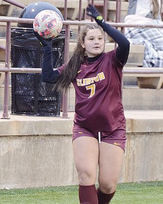 No.17 Lexie Conway throws the ball in during Clinton’s home-opener Tuesday against Southeast. CDN | Sam Goodwyn