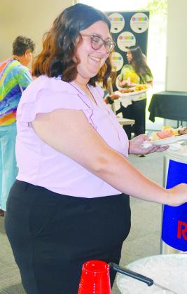 New CHS Jobs for America’s Graduates (JAG) teacher, Kaylei Doyle, attends the new teacher luncheon at the Frisco Center. CDN | Christian Jacobsen