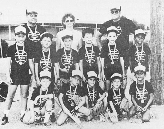 40 YEARS AGO The T-ball champions for 1986 in the Noon Lions Summer Baseball League were the players on the Custer County Abstract team. The members on the first-place squad were, front, from left, Sammy Brown, Michael Sewell, Aaron Raines, Barry Carpenter and Bradley Jefferson; middle, Josh Cabaniss, Colby Flaming, Aaron Graft, Reggie Weil, Steven Meacham and Michael Jefferson; back, coach C.B. Graft, coach Linda Carpenter and coach Ellis Cabaniss.