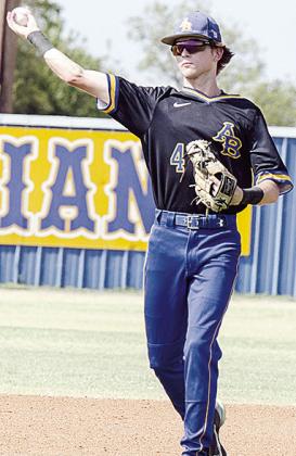 No. 4 Grant Serfoss throws the ball to third Monday during A-B’s win over H-E. CDN | Sam Goodwyn