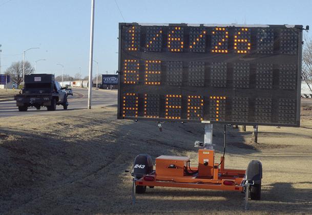 A sign on Gary Boulevard warns Clinton drivers to be cautious of the upcoming construction to Exit 65 to start Tuesday. CDN | Micah Ashcraft
