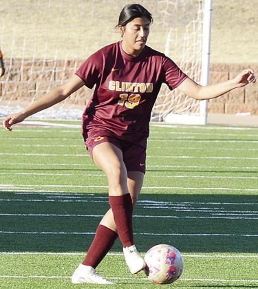 Clinton’s Vanessa Barco controls the ball during the Lady Reds’ win over PC West in the Tornado Bowl. CDN | Sam Goodwyn