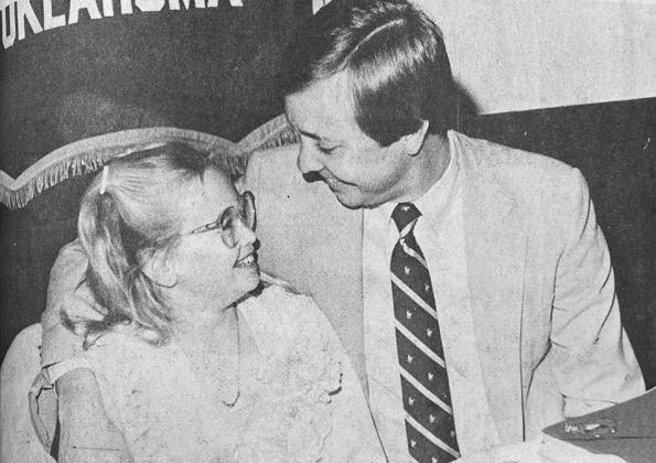 40 YEARS AGO Stephanie Smalley, 11 and father Dick give each other a hug at the 11th consecutive Kiwanis banquet.