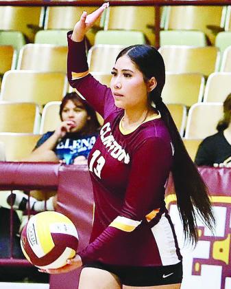 Senior Danna Mendieta prepares to serve the ball during Clinton’s game against Blair in the Tornado Dome. CDN |Keri Staggs