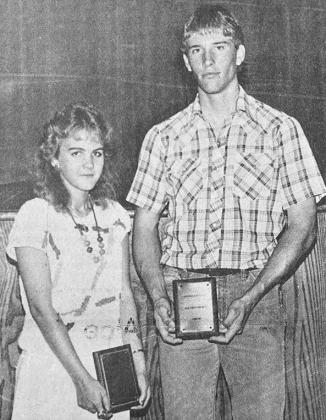 40 YEARS AGO All-around boy and girl honors for Arapaho High School during the awards assembly went to Michele Haggard, left, and Micah Whittington, shown here with their plaques.