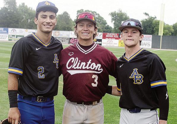 The annual WOBCA All-Star Games were held Wednesday at Eagle Field in Weatherford with three local players being selected to compete in the games, Arapaho-Butler’s Orsan Jubara, left, and Rylan Moore right, competed in the small-school game and Clinton’s Vince Jones, center, competed in the large-school game. CDN | Sam Goodwyn