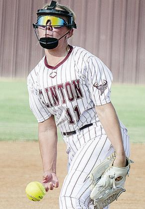 No. 11 Emma Ray pitches during Clinton’s season opener Tuesday against Altus at home. CDN | Sam Goodwyn