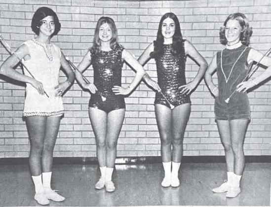 Clinton’s High School Band twirlers were Pam Newton ,Kim Spradlin, Rhonda Johnson and Kim Rutherford.