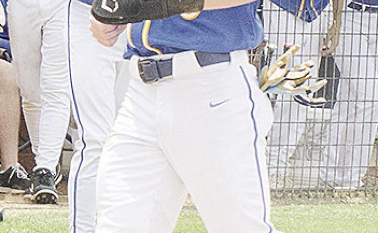 Jiles Southall steps on home plate and scores a run during A-B’s home win over Empire Friday to win the regional championship. CDN | Sam Goodwyn