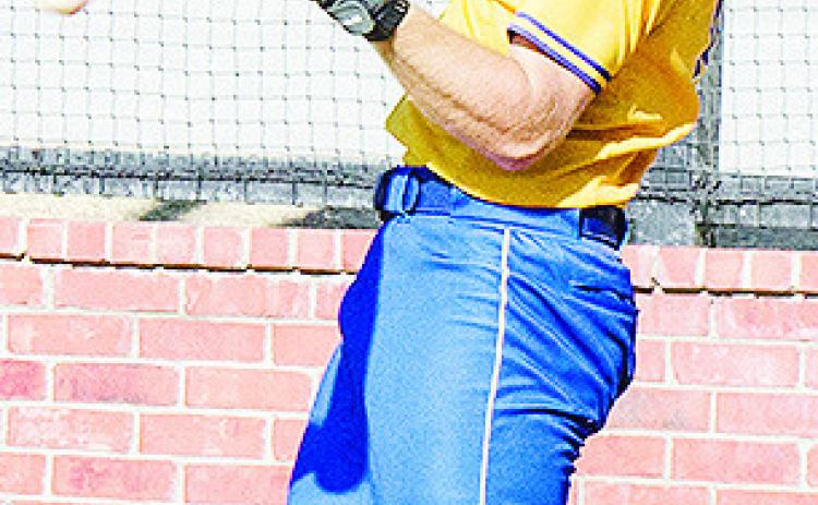 Beckett Southall makes contact with the ball during A-B’s win over Sentinel Monday at home. CDN | Sam Goodwyn