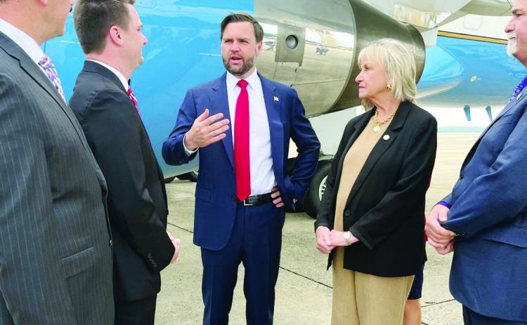 From left, House Speaker Pro Tempore Anthony Moore, House Speaker Kyle Hilbert, Vice President JD Vance, State Sen. Brenda Stanley, and State Sen. Bill Coleman engage in a conversation Wednesday in Washington, D.C. CDN | Courtesy photo
