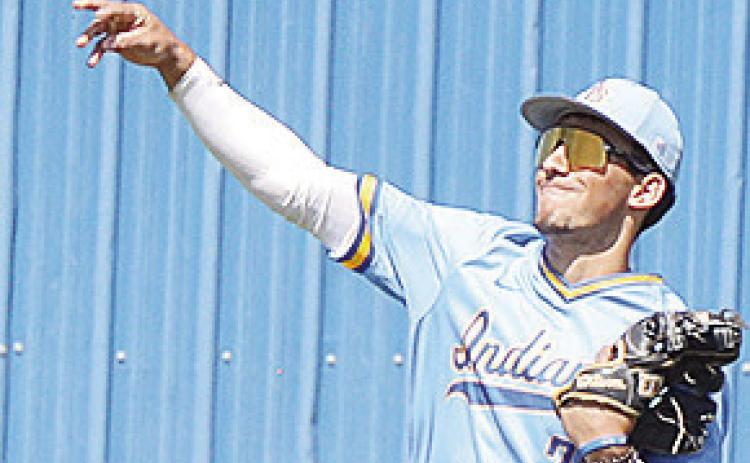 Arapaho-Butler’s Orsan Jubara throws the ball in during the Indians’ home game against Thomas. CDN | Sam Goodwyn