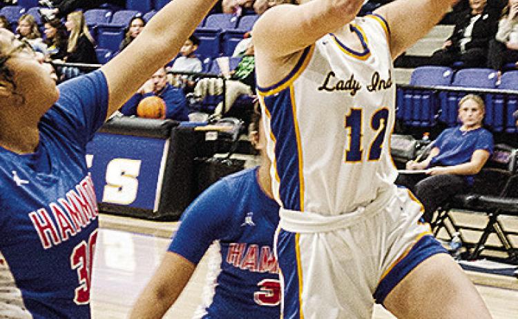 Arapaho-Butler’s Channing Cudd goes up for a layup during the Lady Indians’ home game against Hammon. CDN | Sam Goodwyn