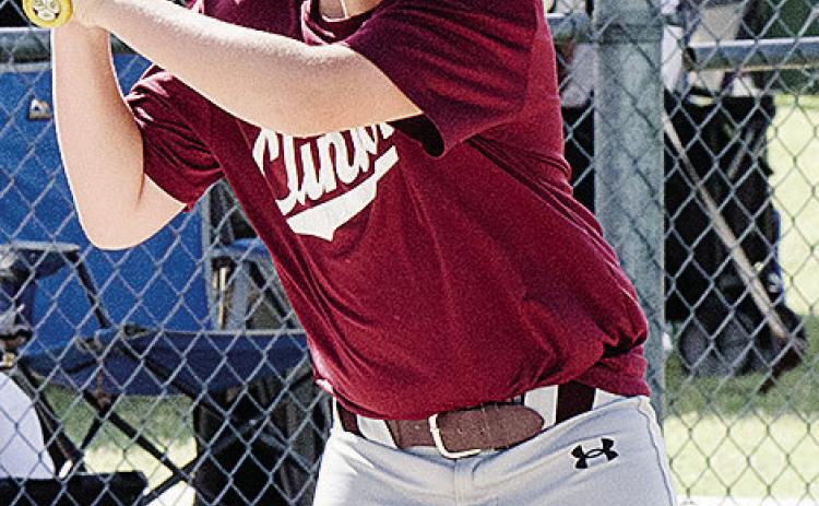 Layton Richmond focuses on the ball during his at-bat during Clinton’s baseball game in the OK Kids 8U Baseball State Tournament at Schumacher Fields at Acme Brick Park. CDN |Sam Goodwyn