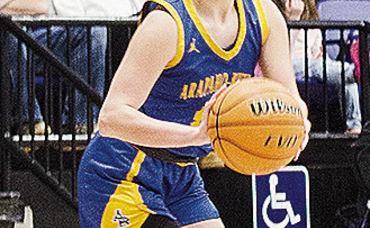 Arapaho-Butler’s Channing Cudd aims for the three-point shot during the championship game in the Western Equipment Classic against Cheyenne-Reydon. CDN | Sam Goodwyn