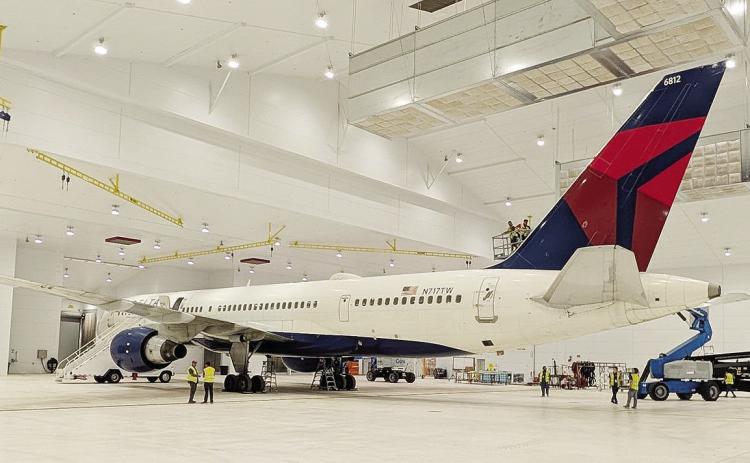 The first Delta Air Lines Boeing 757 to be painted inside of Hangar 234 at Premium Aerospace Center Oklahoma in Burns Flat at the Infinity One Oklahoma Spaceport. CDN | Courtesy photo