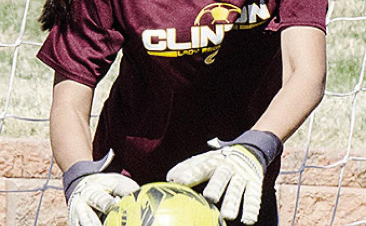 Clinton’s Ella Redshin blocks the ball from going in the goal during a recent practice at the Tornado Bowl. CDN | Sam Goodwyn