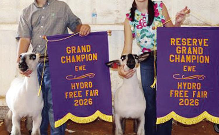 Arapaho-Butler siblings Dustin Moore, left, won Grand Champion Ewe honors at the Hydro Free Fair and Tinley Moore won Reserve Grand Champion Ewe in addition to Senior Division Showman honors. CDN | Courtesy photo