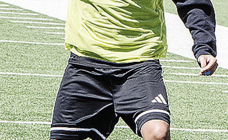 Clinton’s Eli Velez controls the ball in a drill during practice in the Tornado Bowl. CDN | Sam Goodwyn