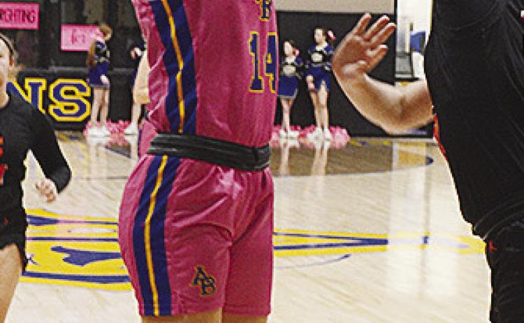 A-B’s Peyton Lambeth rises for the shot over a Calumet defender during the Lady Indians’ home contest against the Lady Chieftains. CDN | Sam Goodwyn