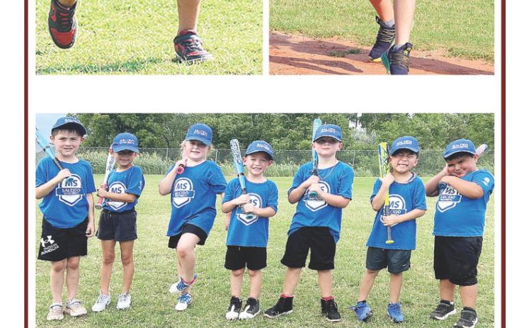 The Salcido Investments T-Ball team smiles for a picture following a Noon Lions T-Ball game at Schumacher Fields at Acme Brick Park. Pictured, from left, are Slade Salcido, Madelyn Barron, Tomi Reeves, Jaxon Reeves, Brodie Gibson, Julius Fierros and Lukas