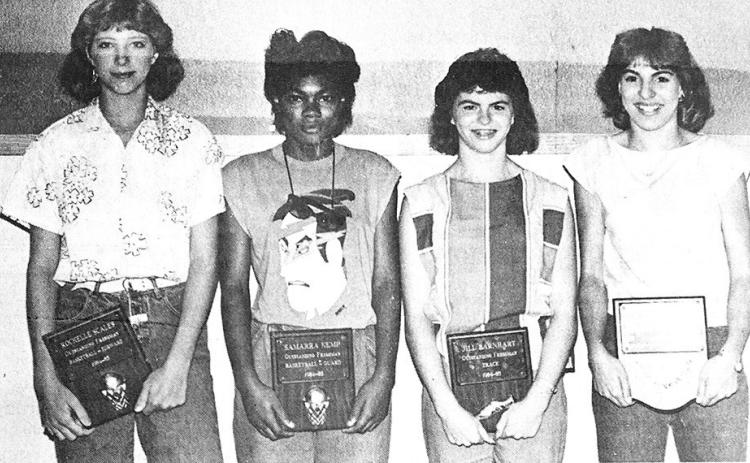 40 YEARS AGO Clinton Middle School Most Valuable Players girls’ athletic awards were presented to outstanding basketball and track team members. From left, were Rachelle Scales, named outstanding forward; Samarra Kemp, named outstanding guard; Jill Barn