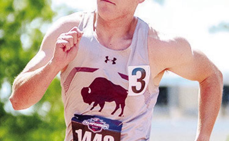 Former Clinton track and field athlete Parker Adams runs during a meet for West Texas A&amp;M this season. CDN | Courtesy photo