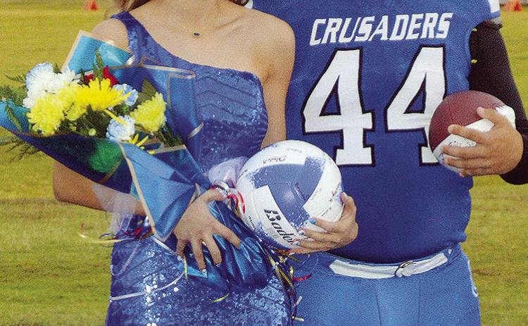 The homecoming king and queen for Corn Bible Academy was announced before its football game against Beaver Thursday night at Crusader Park in Corn. Pictured from left are Homecoming Queen Brylie Driskill and Homecoming King Vince DuBois. CDN | Christian Jacobsen