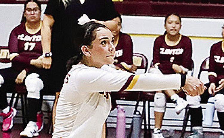 Clinton’s Idalia Pelayo returns the ball over the net during the Lady Reds’ home win over Blair during Senior Night. CDN |Keri Staggs